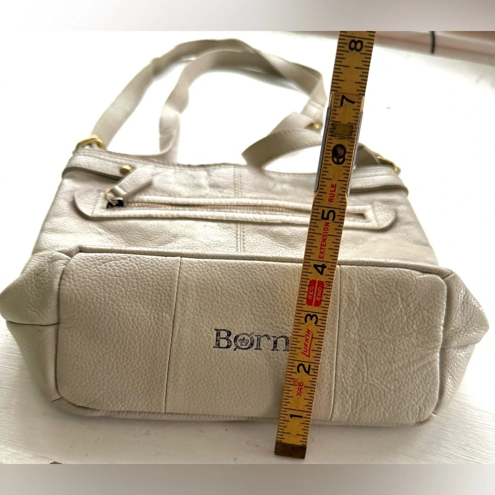 Born Genuine Leather Neutral Cross Body Bag Purse Bone Beige Normcore Minimalist